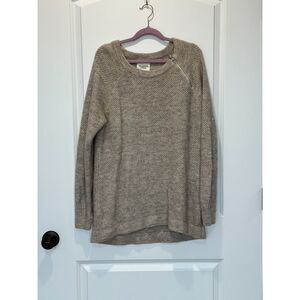 Abercrombie & Fitch Crewneck Zipper Detail Sweater Tan Size Large
